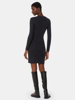 Whistles Annie Sparkle Mini Dress containing LENZING™ ECOVERO™ Viscose, Black - view 2, Black