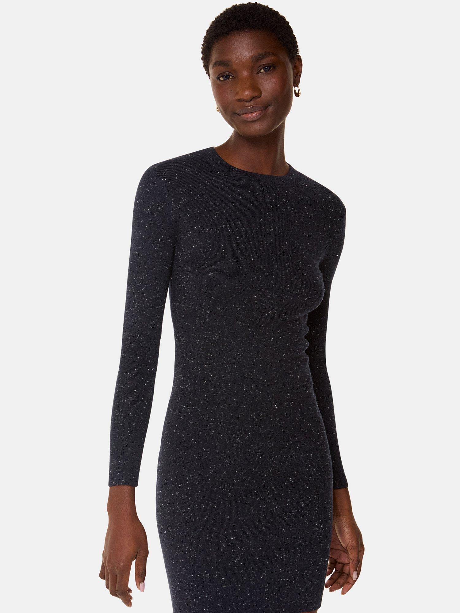 Product image 3 of 5, which shows Whistles Annie Sparkle Mini Dress, Black, 6