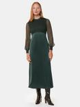 Whistles Gathered Bodice Maxi Dress, Dark Green