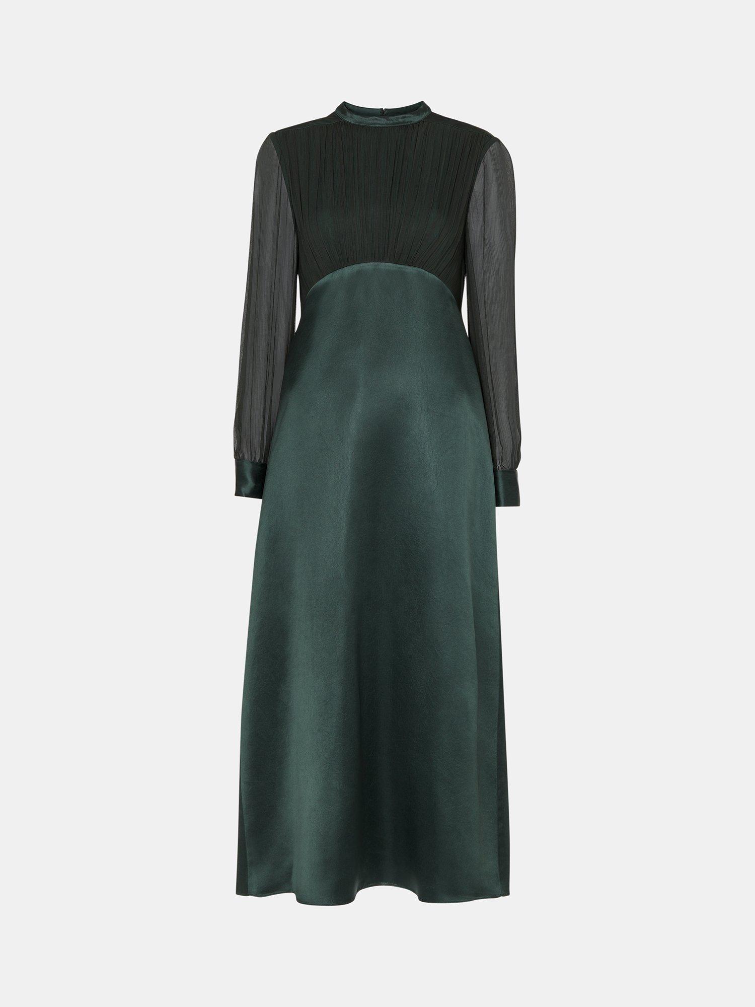 Product image 5 of 5, which shows Whistles Gathered Bodice Maxi Dress, Dark Green, 6