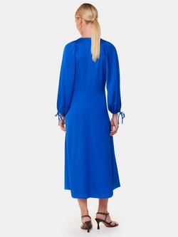 Whistles Molly Satin Ruched Dress, Blue - view 2, Blue