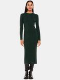 Whistles Petite Annie Sparkle Knit Midi Dress, Dark Greenpe