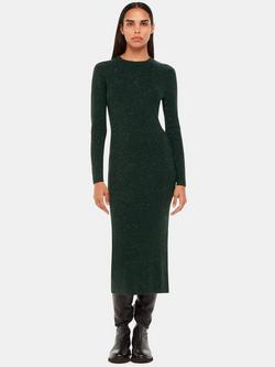 Whistles Petite Annie Sparkle Knit Midi Dress, Dark Greenpe, Dark Green