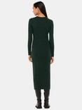 Whistles Petite Annie Sparkle Knit Midi Dress, Dark Greenpe