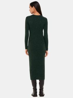 Whistles Petite Annie Sparkle Knit Midi Dress, Dark Greenpe - view 2, Dark Green