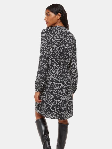 Whistles Petite Chain Print Flippy Dress, Black/Multi - view 2, Black/Multi