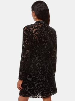 Whistles Petite Hot Fix Embellished Floral Velvet Burnout Mini Dress, Black - view 2, Black