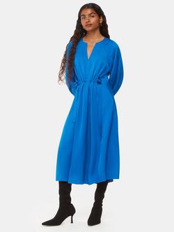 Whistles Petite Molly Satin Ruched Dress, Blue, Blue