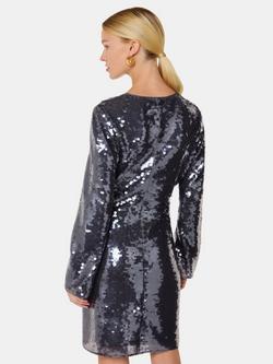 Whistles Sequin Mini Dress, Pewter - view 2, Pewter