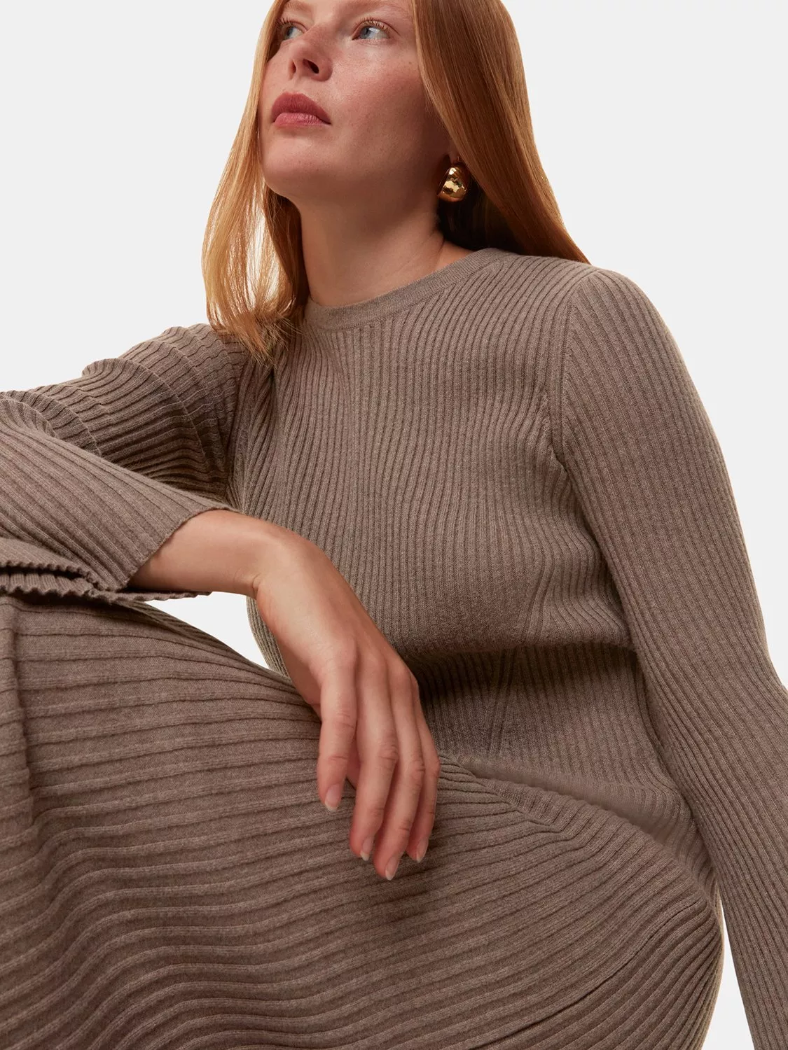 thumbnail image 2 of GRACE KARIN Casual Long Lantern Sleeve Dress 2025 A Line, Fall Winter Sweater Dresses Ribbed 2 of 14