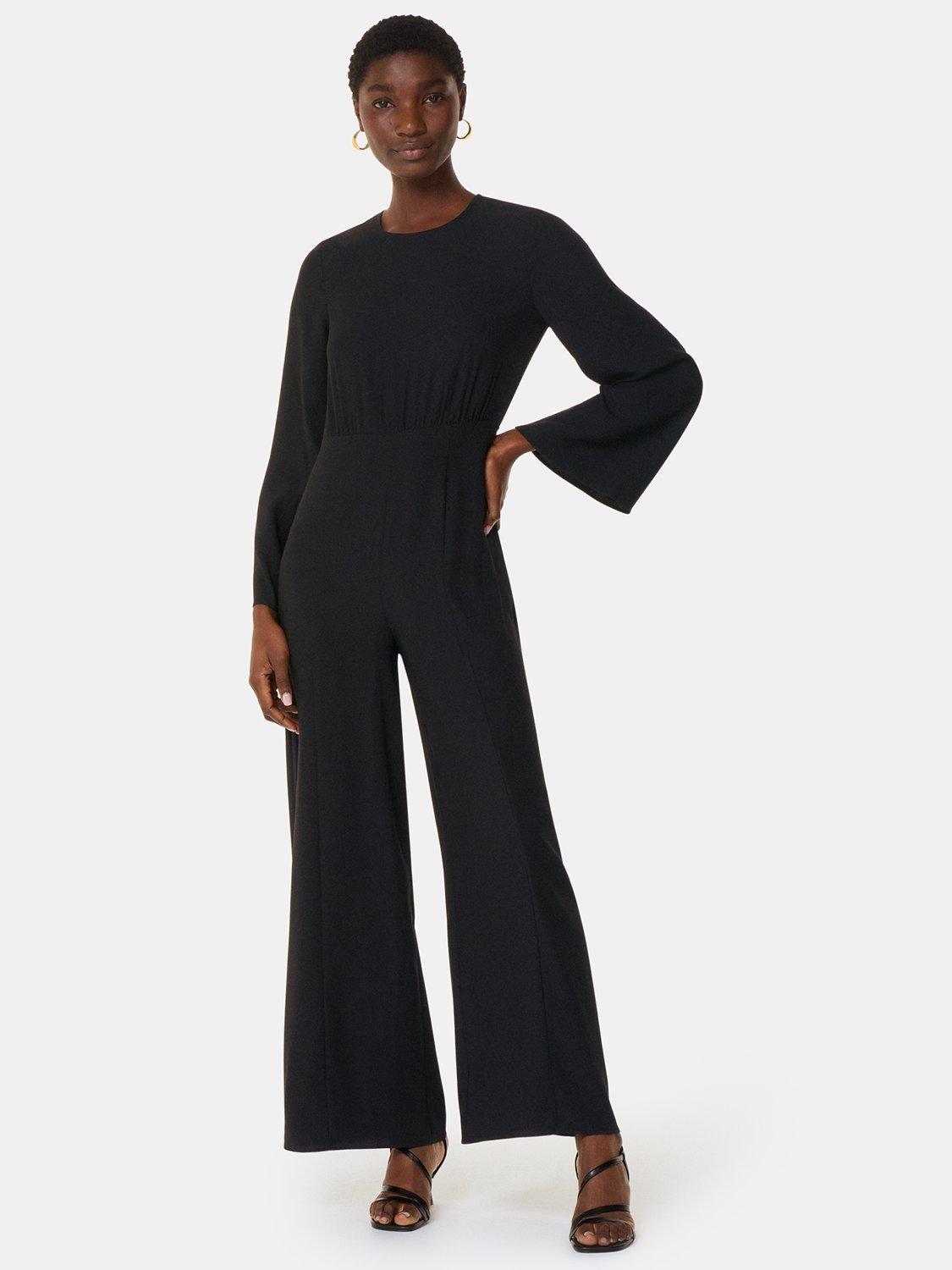 Product image 1 of 5, which shows Whistles Bonnie Gathered Jumpsuit, Black, 6