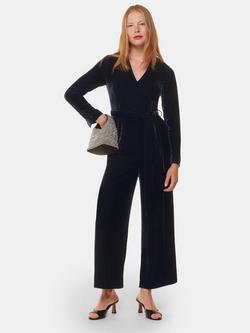 Whistles Elora Velvet Jumpsuit, Navy, Navy