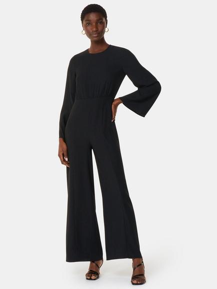 Whistles Petite Bonnie Gather Waist Jumpsuit, Black, Black