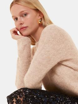 Whistles Alpaca Blend Fluffy Cropped Knit - view 2, Beige