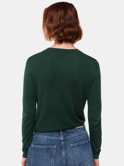 Whistles Annie Sparkle Crew Neck Jumper - view 2, Dark Green