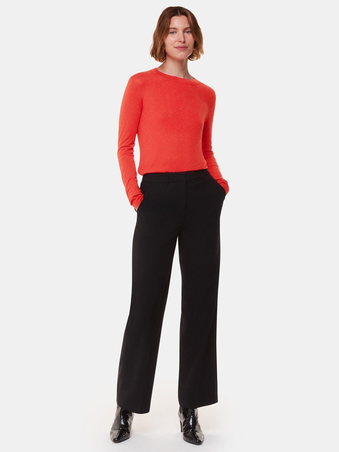 Product image 3 of 5, which shows Whistles Annie Sparkle Crew Neck Jumper, Red, 6