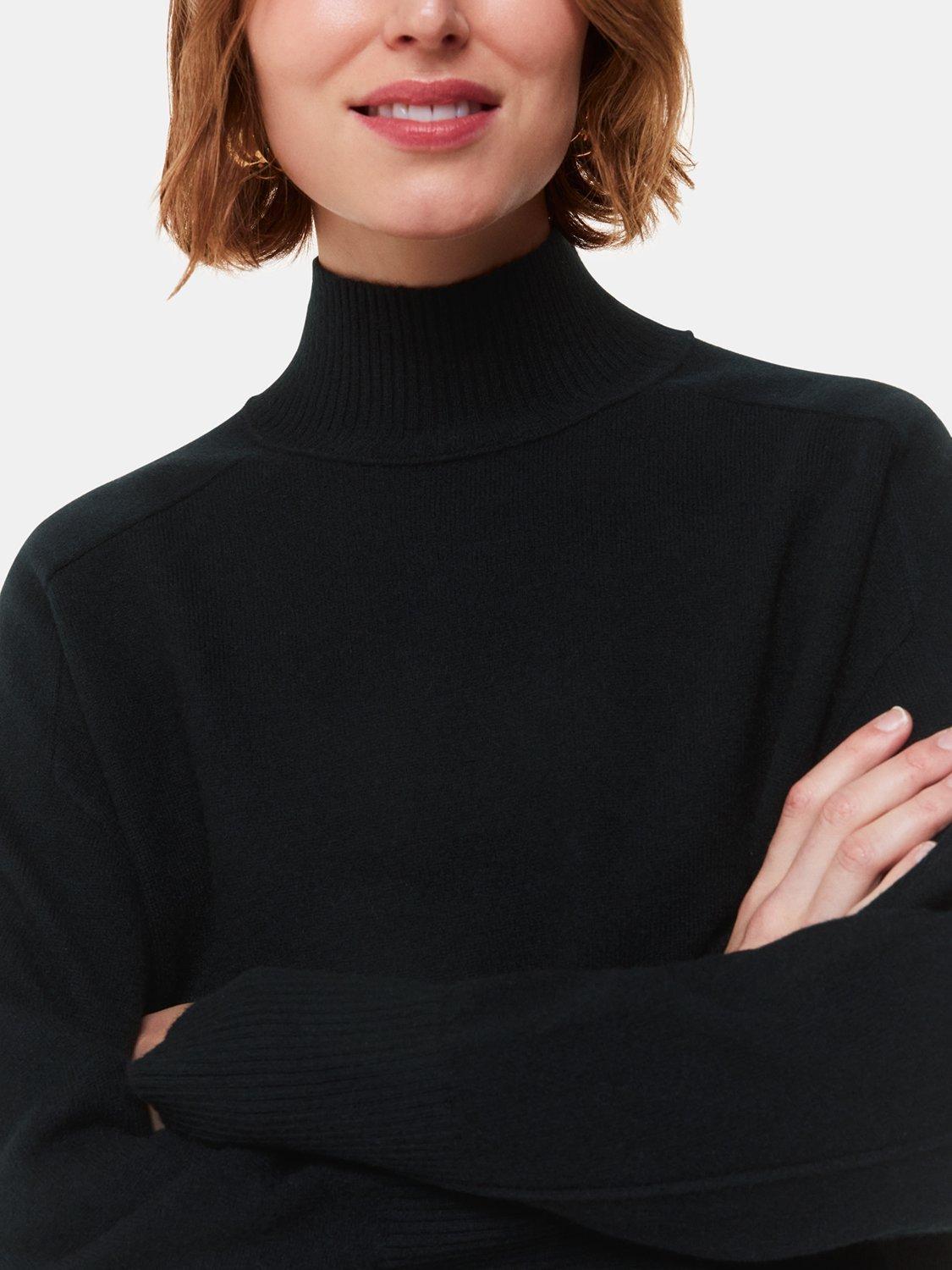 Product image 4 of 6, which shows Whistles Cashmere Funnel Neck Jumper, Black, XS