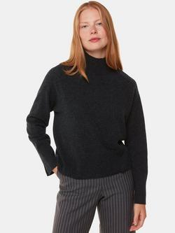 Whistles Cashmere Funnel Neck Jumper, Dark Grey