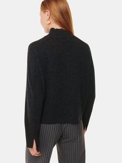 Whistles Cashmere Funnel Neck Jumper - view 2, Dark Grey