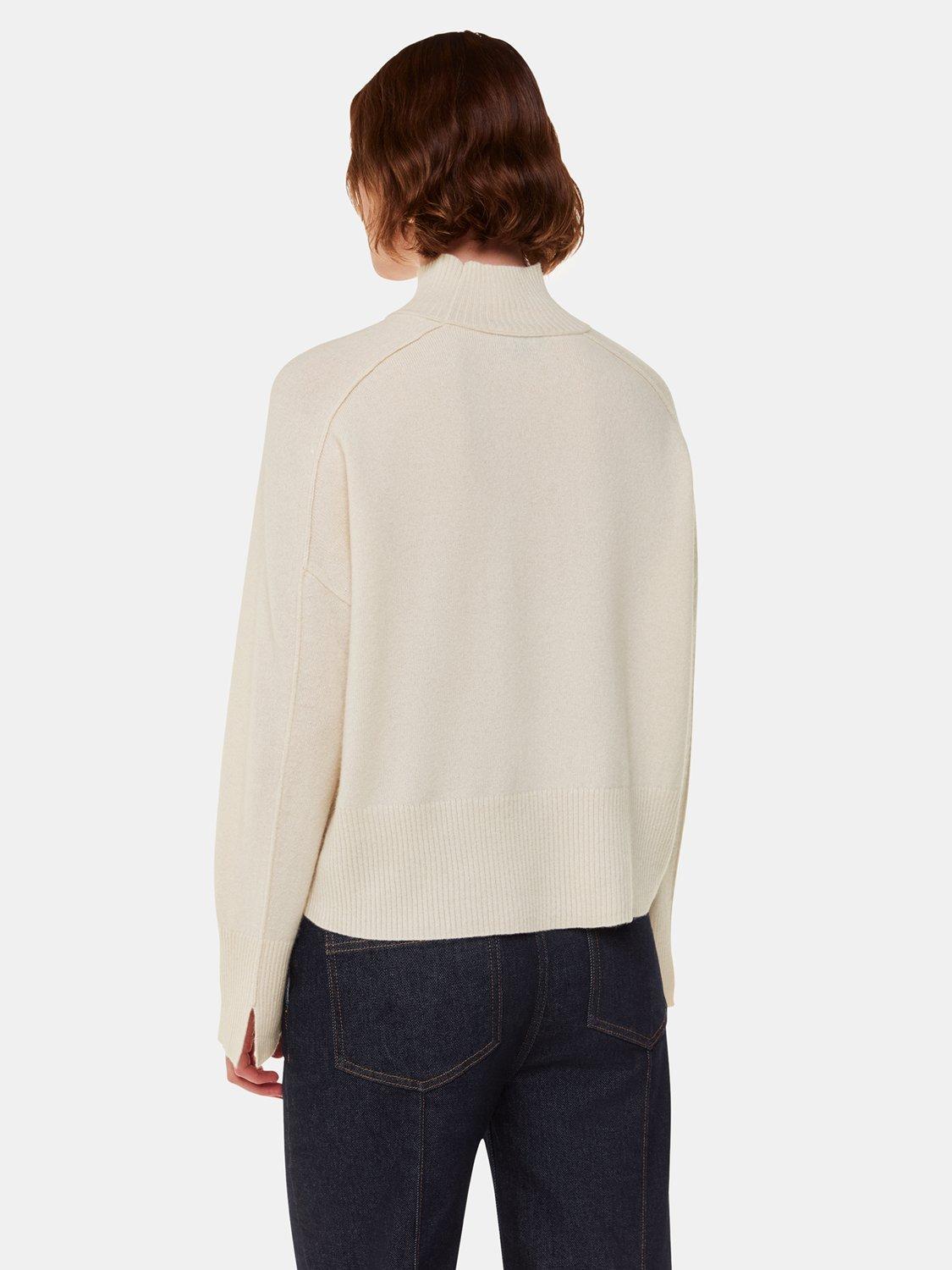 Product image 2 of 6, which shows Whistles Cashmere Funnel Neck Jumper, Ivory, XS