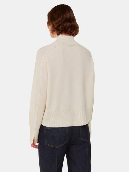 Whistles Cashmere Funnel Neck Jumper - view 2, Ivory
