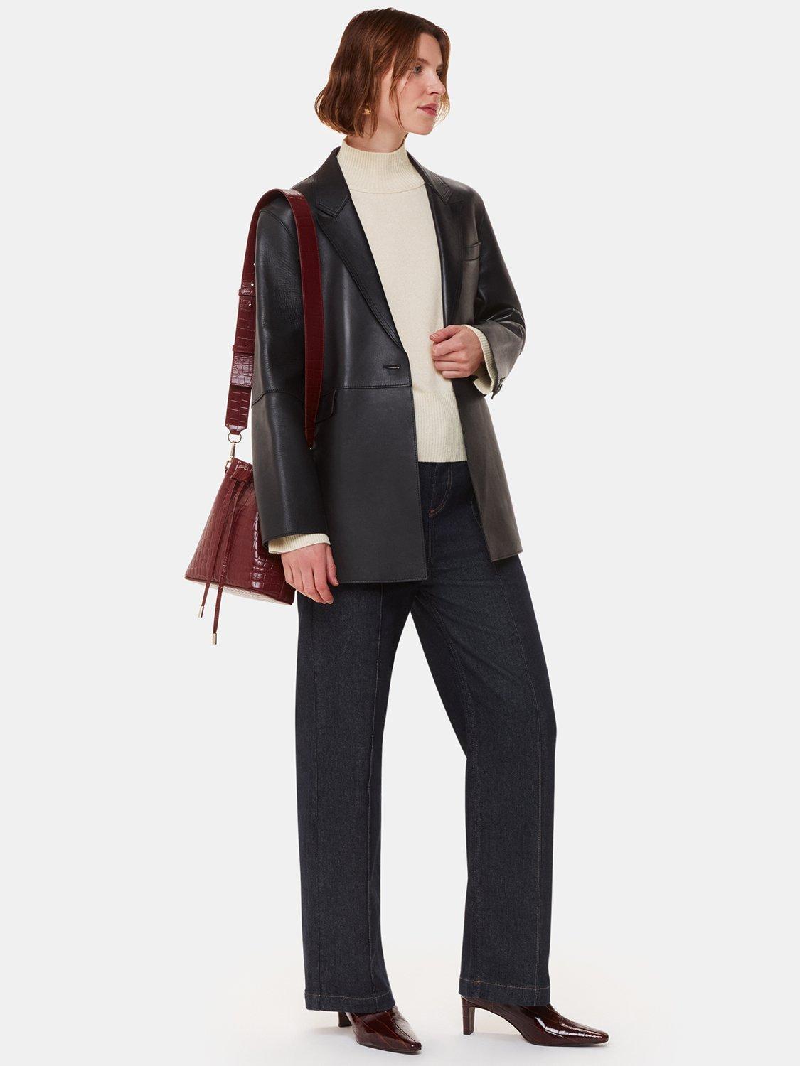 Product image 3 of 6, which shows Whistles Cashmere Funnel Neck Jumper, Ivory, XS