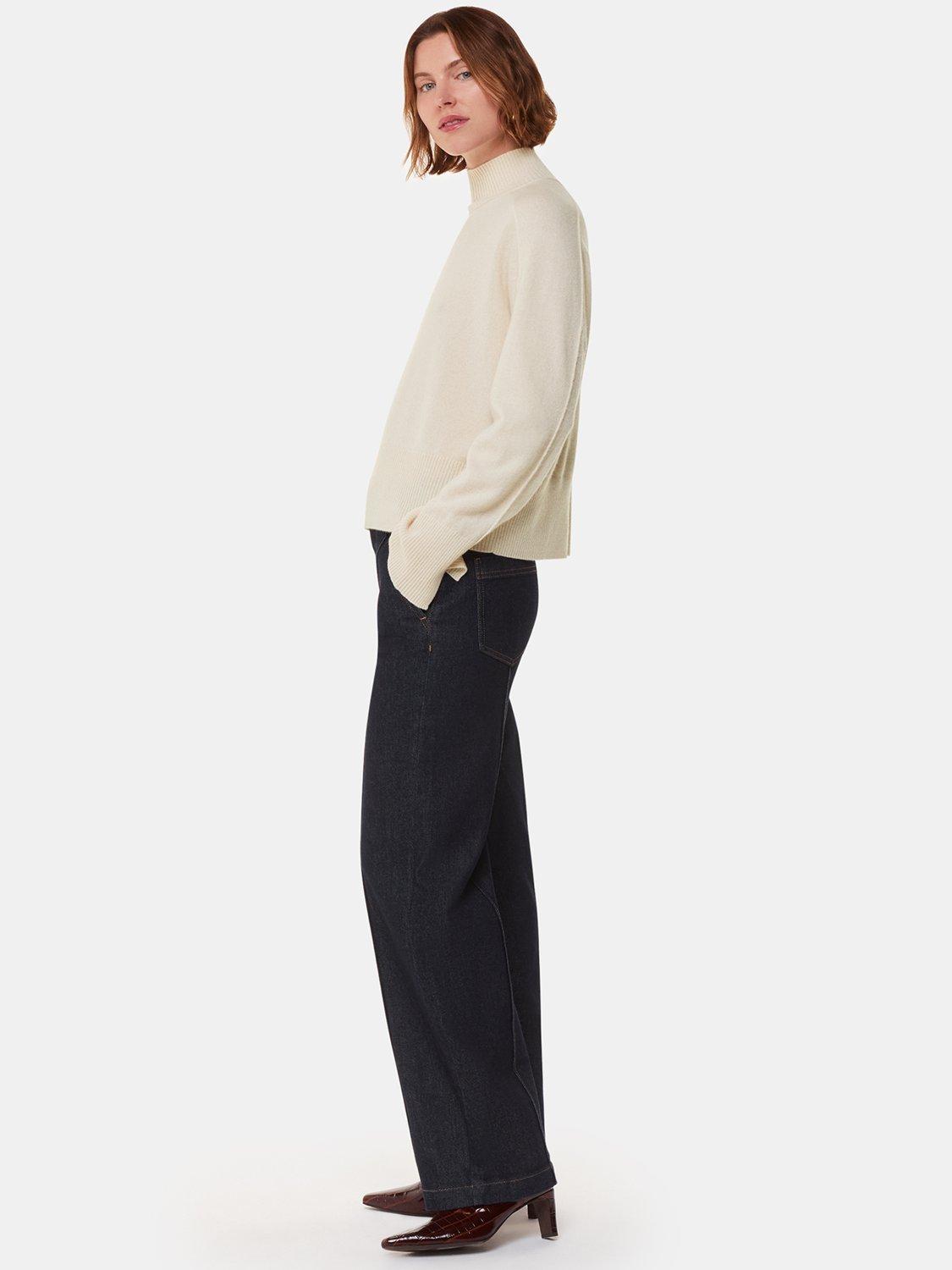 Product image 4 of 6, which shows Whistles Cashmere Funnel Neck Jumper, Ivory, XS