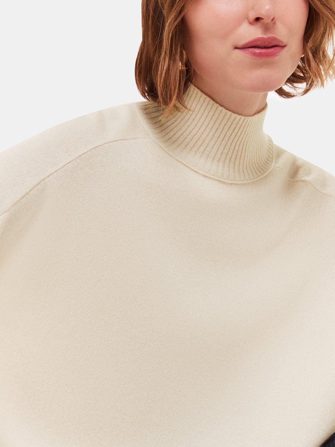 Product image 5 of 6, which shows Whistles Cashmere Funnel Neck Jumper, Ivory, XS