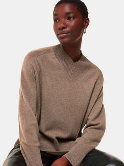Whistles V-Neck Cashmere Jumper, Neutral