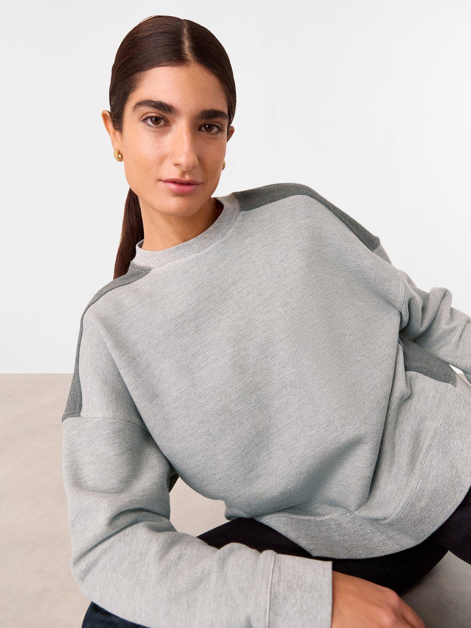 Product image 1 of 6, which shows Whistles Contrast Pocket Detail Sweater, Grey Marl, XS