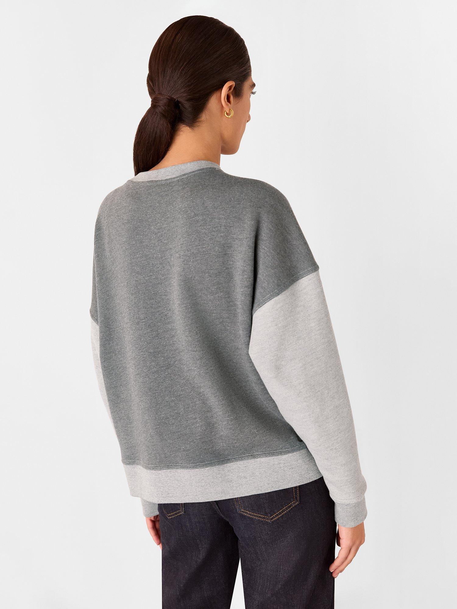 Product image 2 of 6, which shows Whistles Contrast Pocket Detail Sweater, Grey Marl, XS