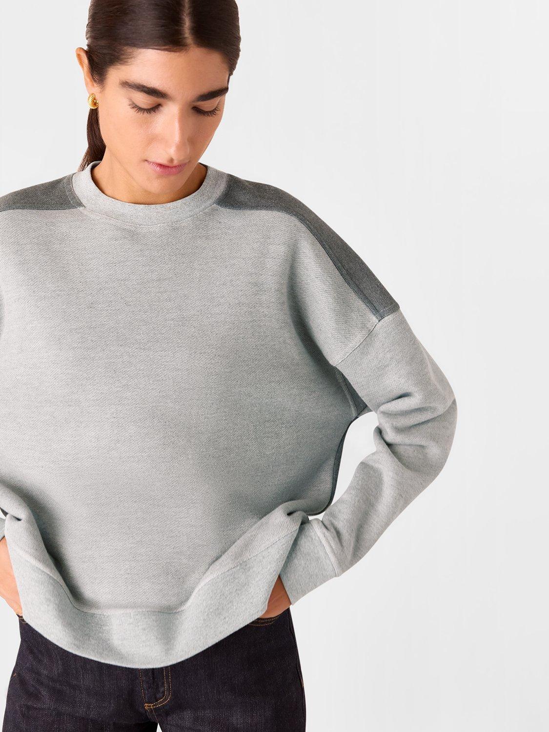 Product image 4 of 6, which shows Whistles Contrast Pocket Detail Sweater, Grey Marl, XS