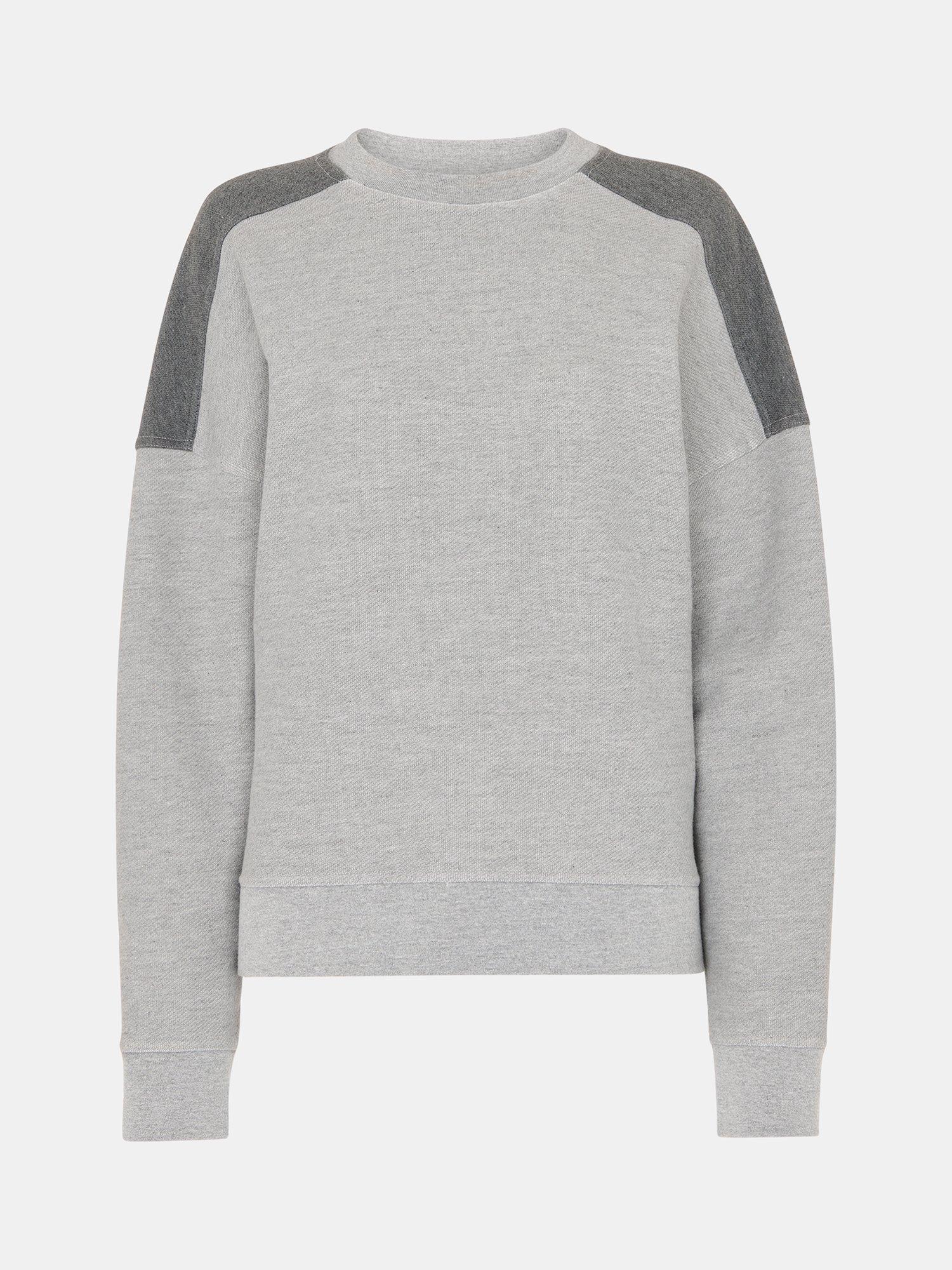 Product image 6 of 6, which shows Whistles Contrast Pocket Detail Sweater, Grey Marl, XS