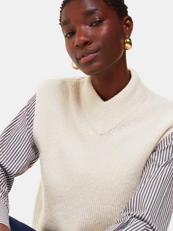 Whistles High V Neck Wool Blend Jumper, Ivory, Ivory