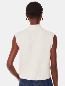 Whistles High V Neck Wool Blend Jumper, Ivory - view 2, Ivory