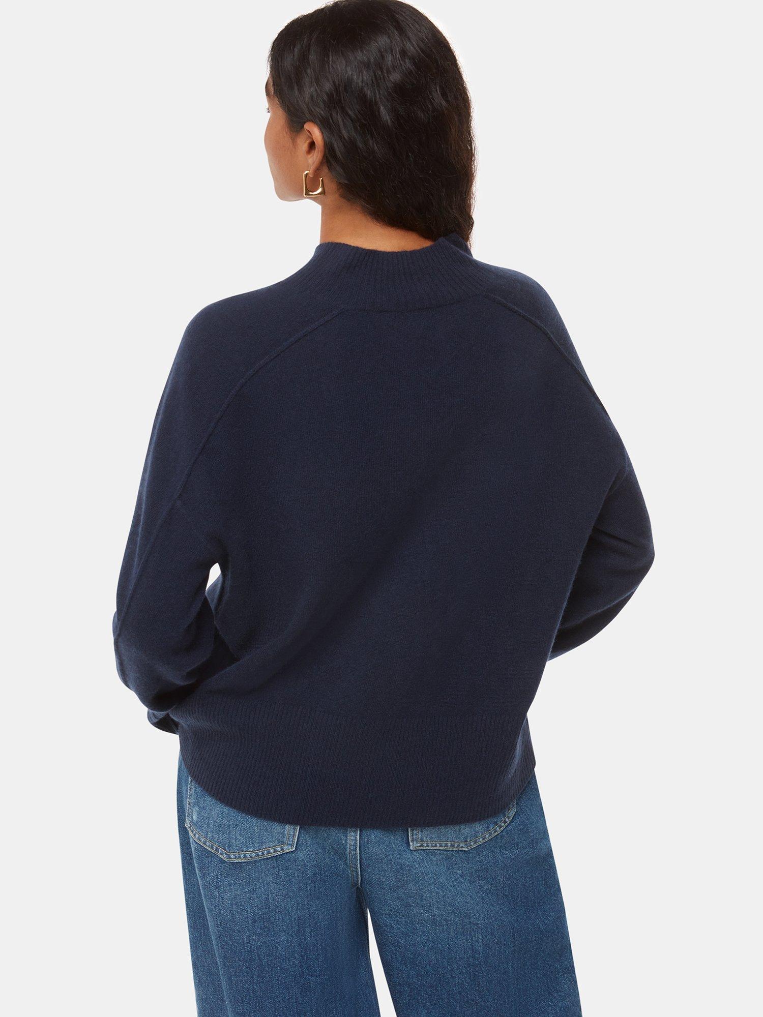 Product image 2 of 5, which shows Whistles V-Neck Cashmere Jumper, Navy, XS
