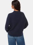 Whistles Petite V-Neck Cashmere Jumper, Navy