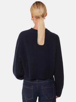 Whistles Pure Wool Relaxed Crop Jumper - view 2, Navy