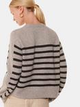 Whistles Wool Blend Stripe Jumper, Taupe/Black