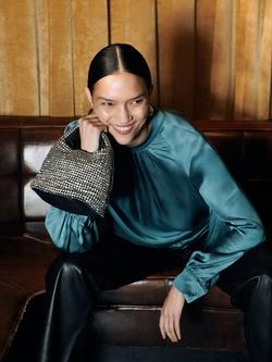 Whistles Lea Satin Blouse, Teal, Teal