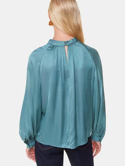 Whistles Lea Satin Blouse, Teal - view 2, Teal