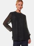 Whistles Metallic Stripe Shirt, Black/Silver