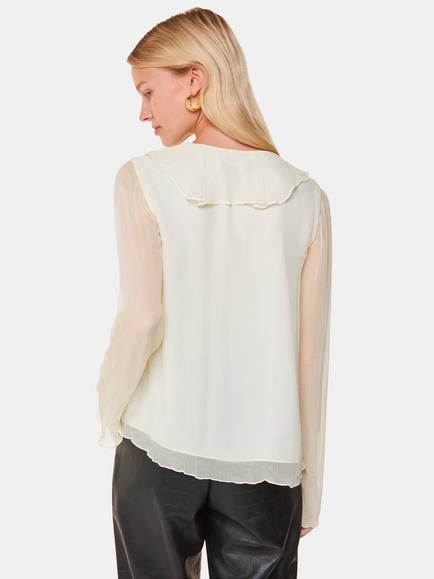 Whistles Ruffle Collar Detail Blouse - view 2, Ivory