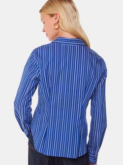 Whistles Stripe Waisted Shirt, Blue/White - view 2, Blue/White