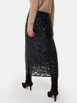 Whistles Floral Sequin Midi Skirt, Black/Multi - view 2, Black/Multi