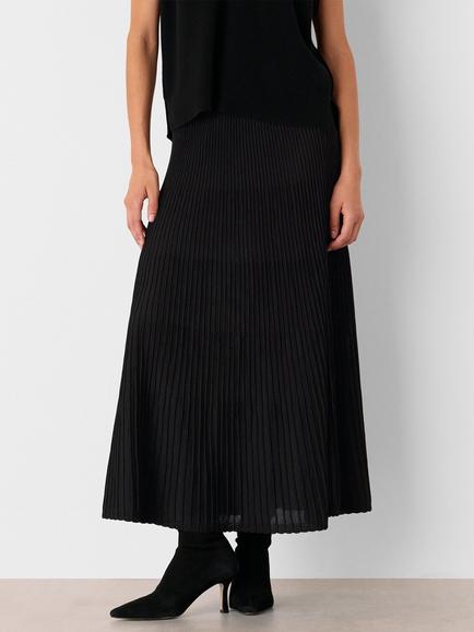 Whistles Knitted Pleated Skirt, Black, Black