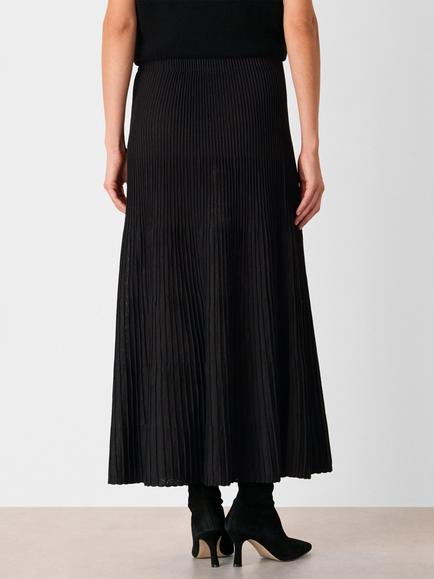 Whistles Knitted Pleated Skirt, Black - view 2, Black