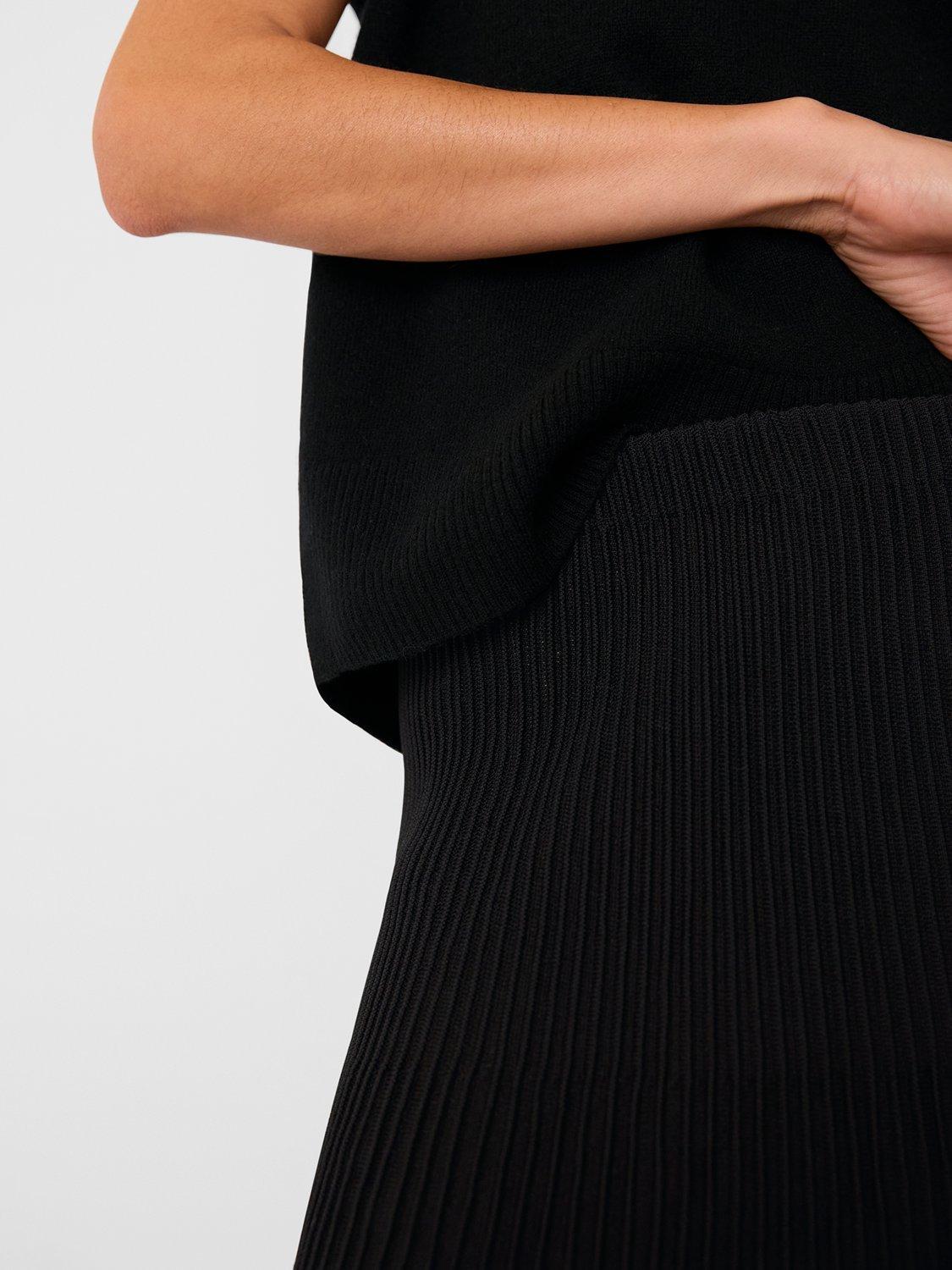 Product image 4 of 5, which shows Whistles Knitted Pleated Skirt, Black, 6