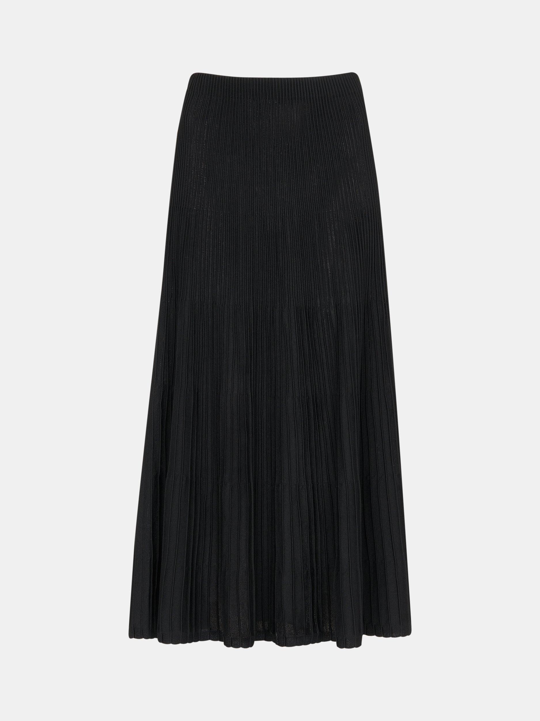 Product image 5 of 5, which shows Whistles Knitted Pleated Skirt, Black, 6