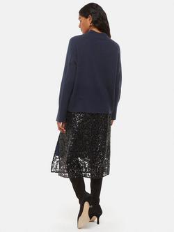 Whistles Petite Floral Sequin Midi Skirt, Black/Multi - view 2, Black/Multi